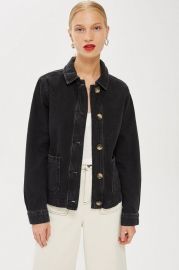 Horn Button Denim Shacket at Topshop